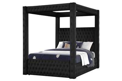 Monica luxurious Four-Poster Full 4 Pc  Vanity Bedroom Set Made with Wood in Black