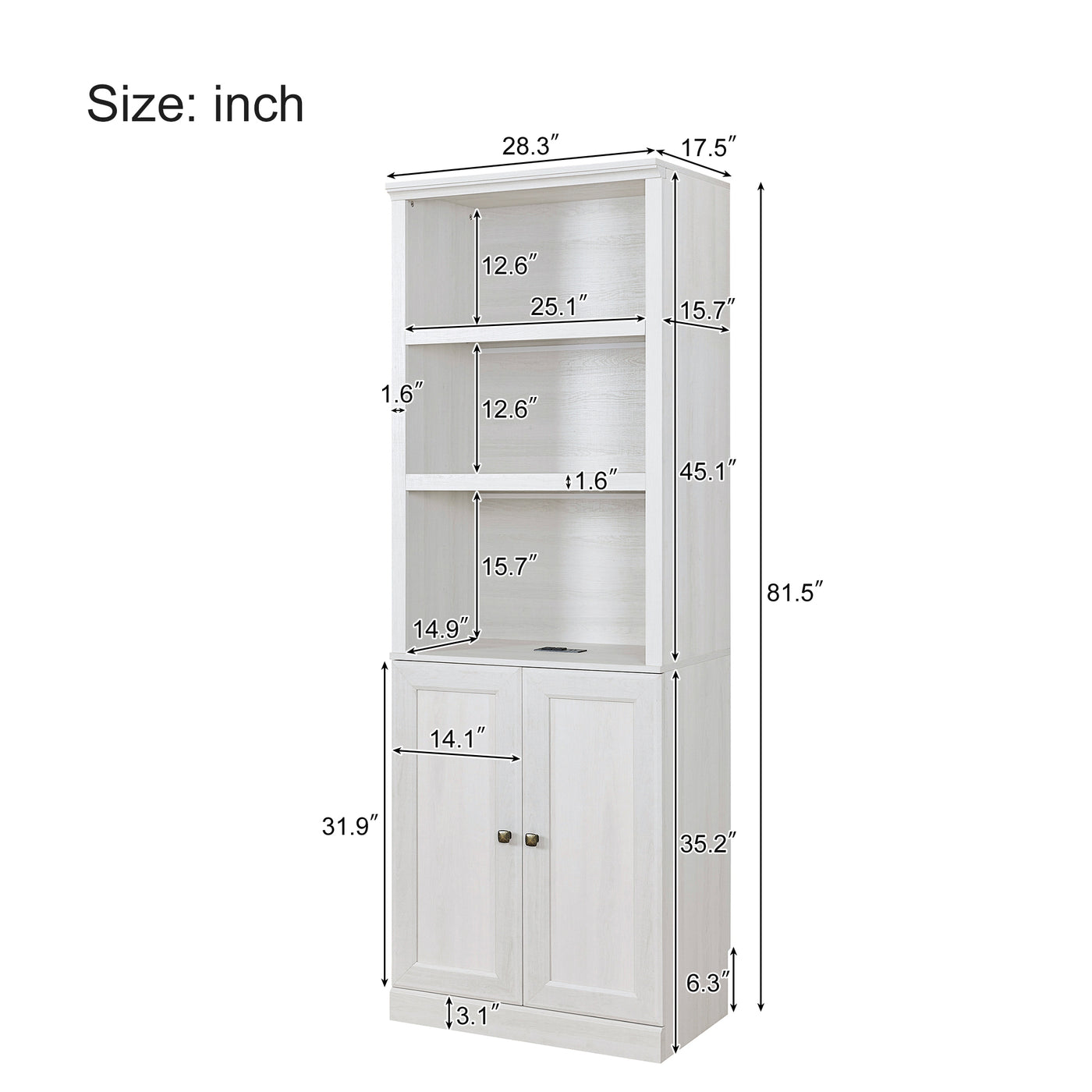 Full Size Half Self-Close and Open Murphy Bed with 1 Side Cabinet Storage Shelf, Cabinet Space-Saving Bed Perfect for Guest Room, Bed Room, Guest Room, Home Office, Rustic White