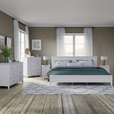 White Solid Wood 5 Pieces King Bedroom Sets(bed+nightstand*2+chest+dresser)old sku:BS500026AAK