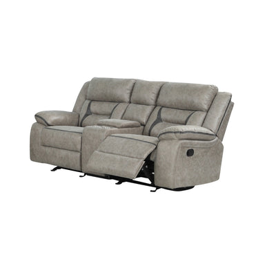 Denali Faux Leather Upholstered 2 Pc Sofa Set Made With Wood Finished in Gray