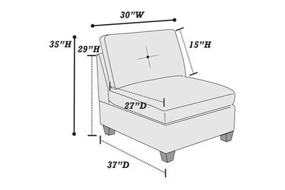 Ash Grey Chenille Fabric Modular Sectional 9pc Set Living Room Furniture Corner Sectional Couch 3x Corner Wedge 4x Armless Chairs and 2x Ottomans Tufted Back.