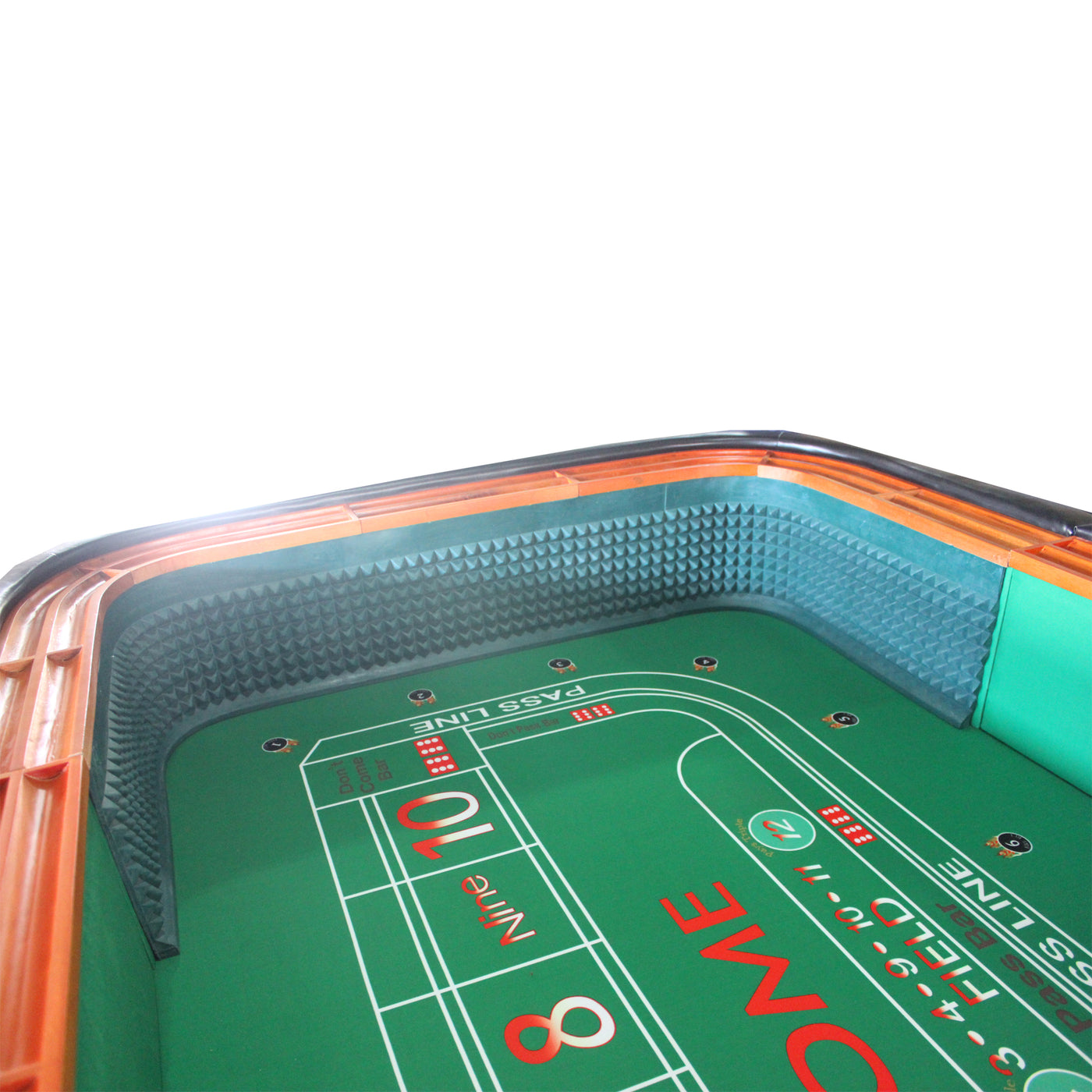 INO Design 12 Feet Deluxe Craps Dice GREEN Felt Luxury Casino Game Poker Table With Diamond Pyramid Bumper Rubber