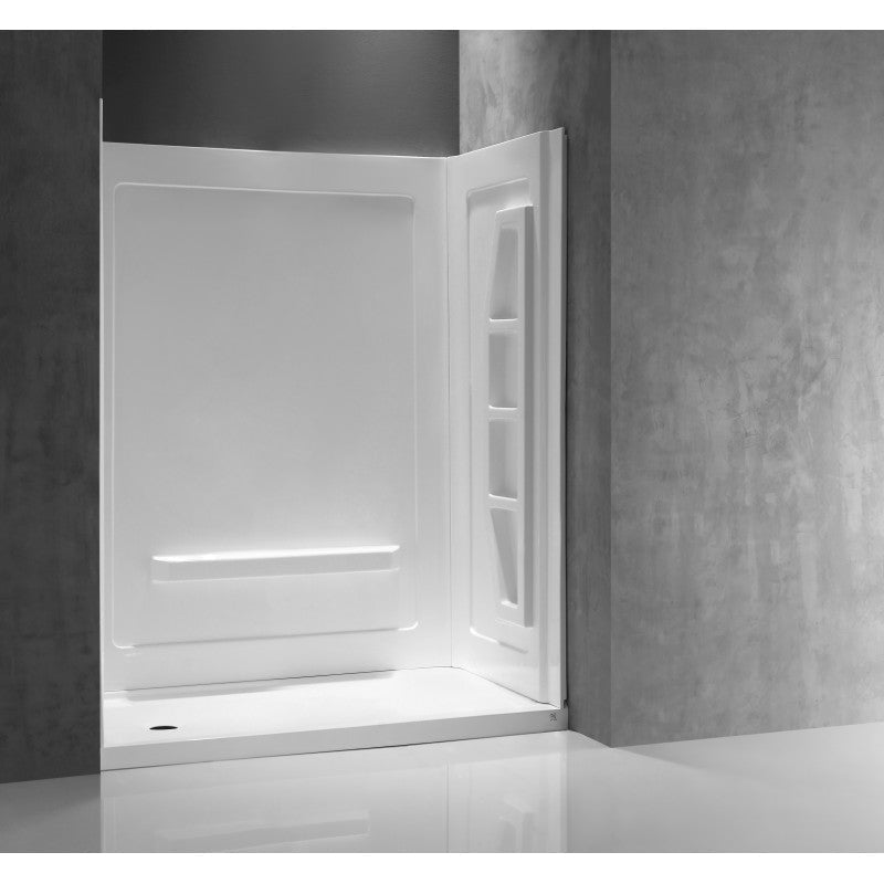 ANZZI Forum 60 in. x 36 in. x 74 in. 3-piece DIY Friendly Alcove Shower Surround in White SW-AZ010WH