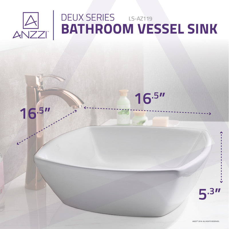 ANZZI Deux Series Ceramic Vessel Sink in White LS-AZ119