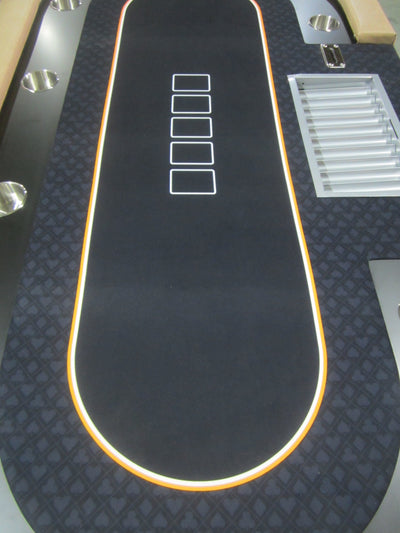 INO Design 96" Premium 10 Player Oval Black Speed Cloth Texas Holdem Casino Poker Table with Dimmable LED Black