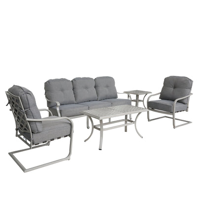 Durable Outdoor 5-Piece Aluminum Deep Seating Set, Basalt