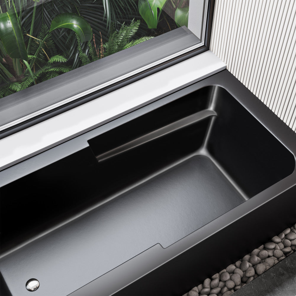 Swiss Madison Voltaire 60" x 30" Left-Hand Drain Alcove Bathtub with Apron in Matte Black SM-AB541MB