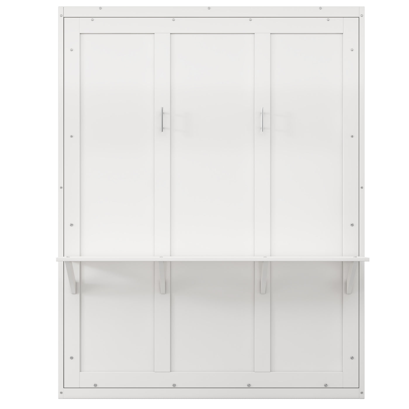 Queen Size Murphy Bed with 2 Side Cabinet Storage Shelves, 68-inch Cabinet Bed Folding Wall Bed with Desk Combo Perfect for Guest Room, Study, Office,White(old sku:BS400491AAC)