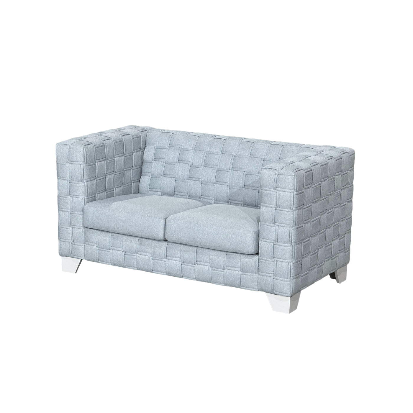 FX-D1 SOFA SET Include Chair Loveseat And Sofa Light Blue ColorLinen &  White color sofa legs