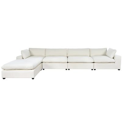 U-style Upholstered Oversize Modular Sofa with Removable Ottoman,Sectional sofa for Living Room Apartment(5-Seater)