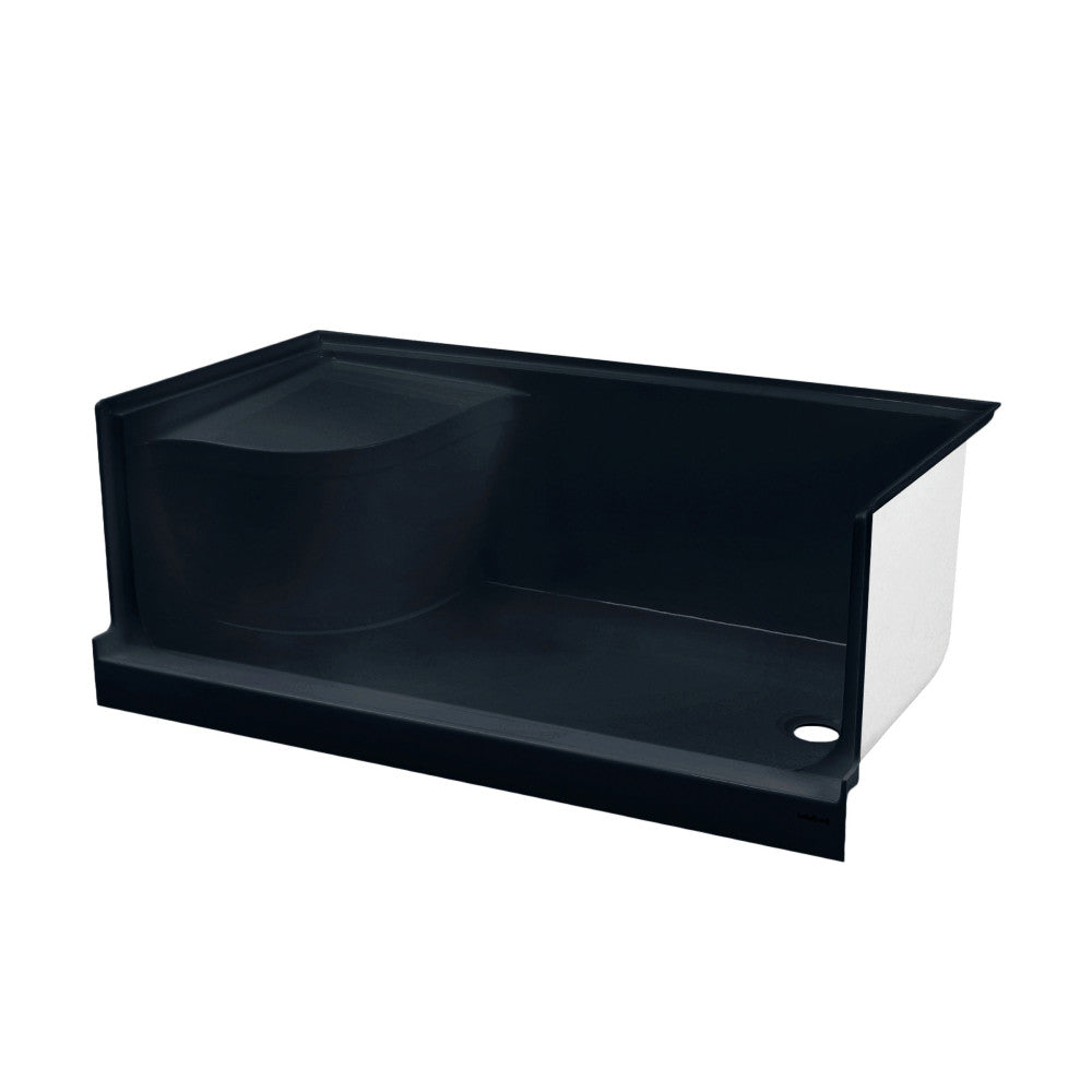 Swiss Madison Aquatique 60" x 32" Right Drain, Shower Base in Matte Black SM-SB538MB