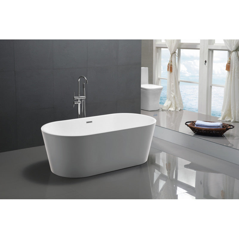 ANZZI Chand 67 in. Acrylic Flatbottom Freestanding Bathtub FT-AZ098