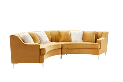 Gold Velvet Curved Sofa