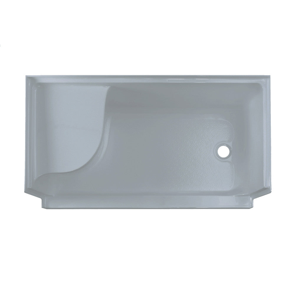 Swiss Madison Aquatique 60" x 32" Single Threshold Shower Base With Right Hand Drain and Integral Left Hand Seat in Grey SM-SB538E