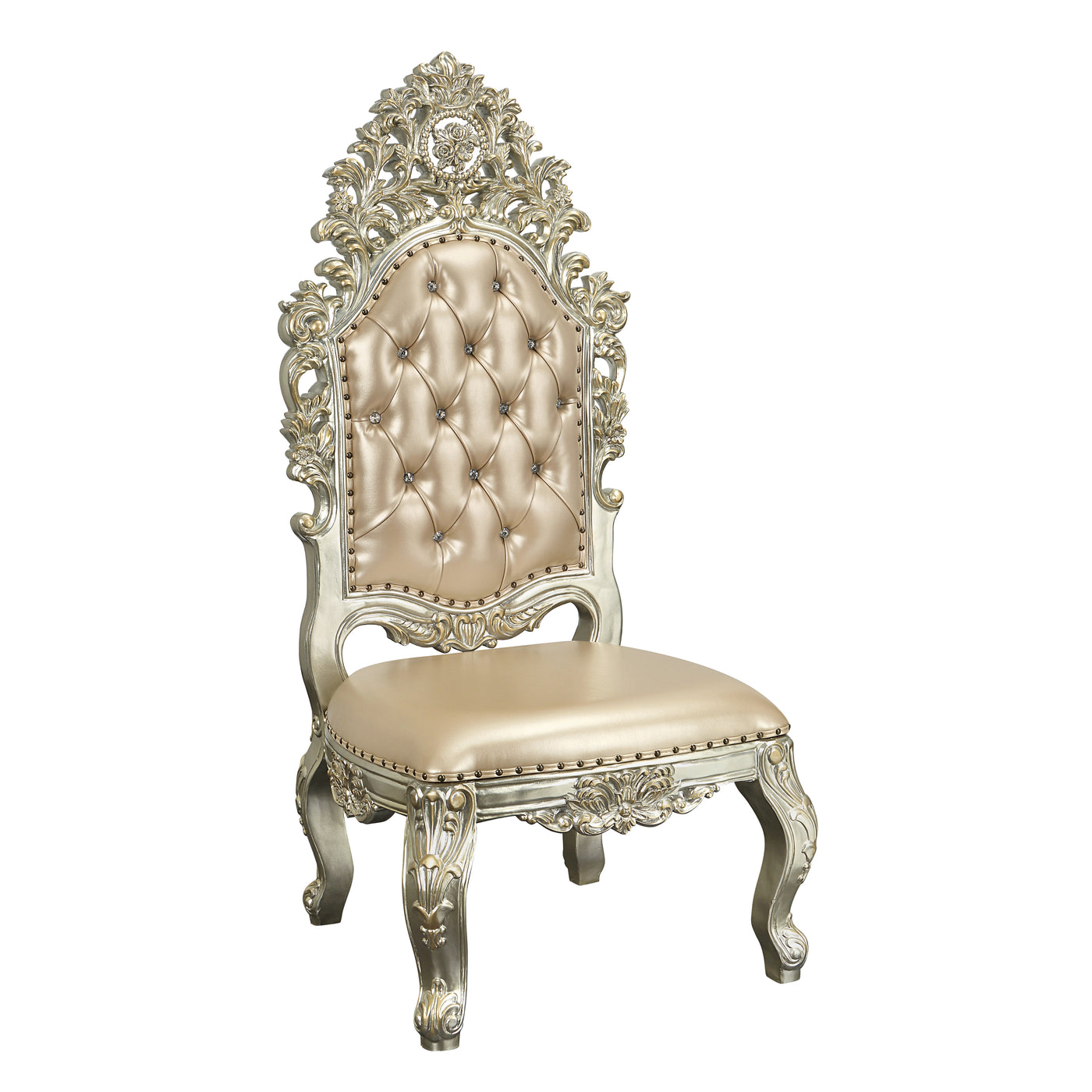 ACME Sorina SIDE CHAIR (SET-2) PU & Antique Gold Finish DN01209