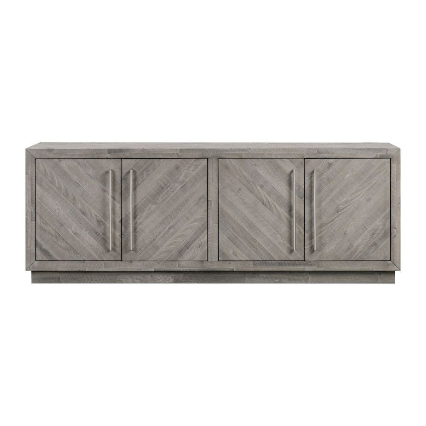 Jose 74 Inch Acacia Wood Console Sideboard, Herringbone Design,  Gray