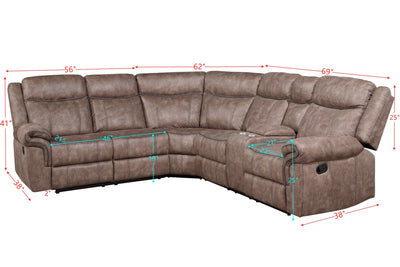 ACME Dollum Sectional Sofa  in Two Tone Chocolate Velvet LV00397