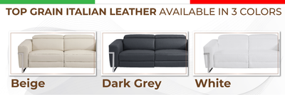 Global United Top Grain Italian Leather Sofa with Power Recliner