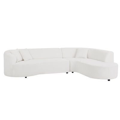 Convertible Modular Sectional Sofa with Right Chaises L-Shaped Corner Comfy Upholstered Couch Living Room Furniture Sets.WHITE