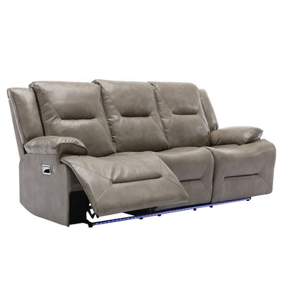 Home Theater Recliner Set Manual Recliner Chair with a LED Light Strip Two Built-in Cup Holders for Living Room,Bedroom, Grey