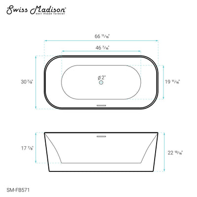 Swiss Madison Concorde 67" Freestanding Bathtub SM-FB571