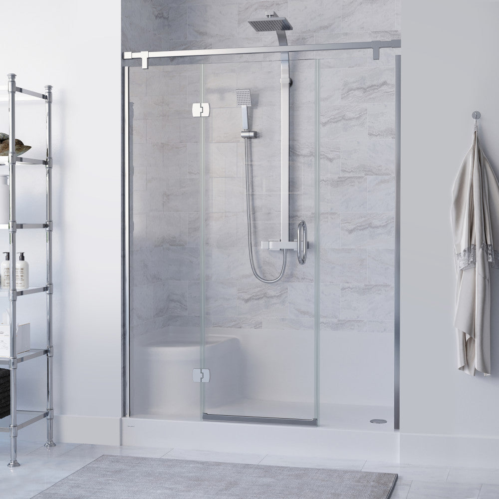 Swiss Madison Aquatique 60" x 32" Single Threshold Shower Base With Right Hand Drain and Integral Left Hand Seat in White SM-SB538W