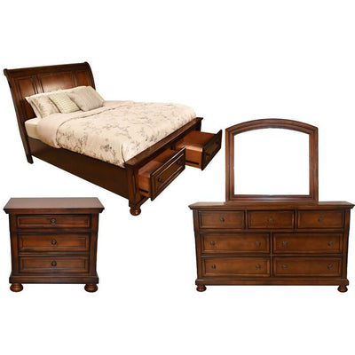 Baltimore Queen 4 Piece Bedroom Set Made With Wood in Dark Walnut