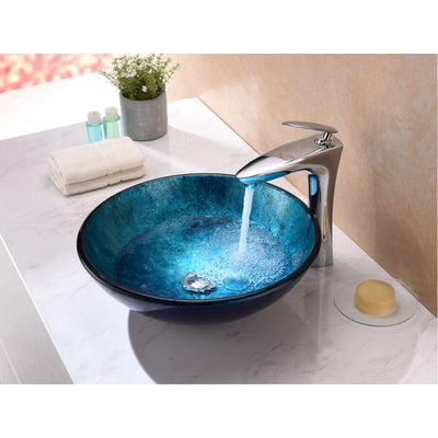 Arc Series Vessel Sink in Frosted Blue LS-AZ196