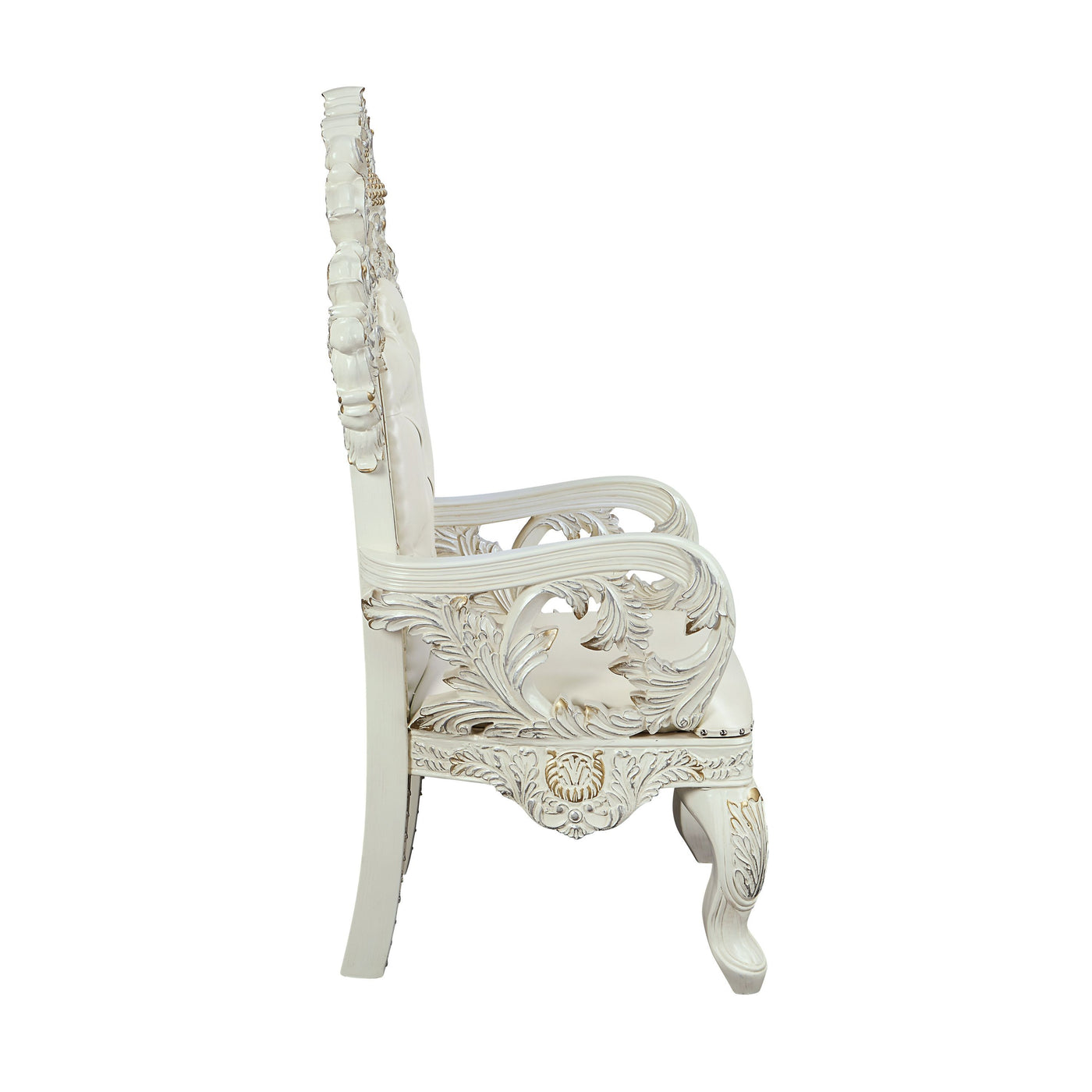 ACME Adara ARM CHAIR (SET-2) Pearl White PU & Antique White Finish DN01231