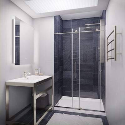 ANZZI Madam Series 48 in. by 76 in. Frameless Sliding Shower Door with Handle SD-AZ13-01MB