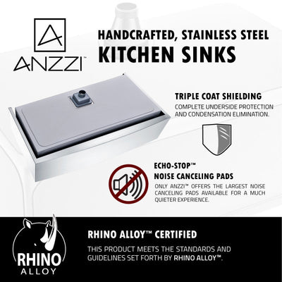 ANZZI Elysian Farmhouse Stainless Steel 36 in. Single Bowl Kitchen Sink in Brushed Satin K-AZ3620-1AS