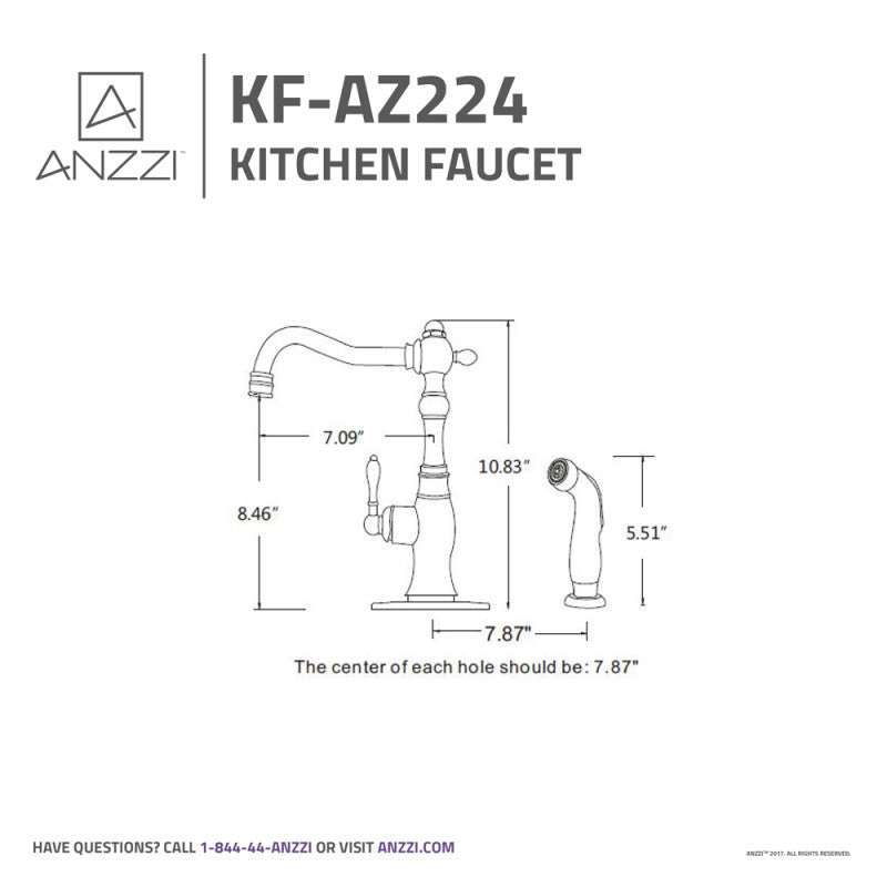 Highland Single-Handle Standard Kitchen Faucet with Side Sprayer in Brushed Nickel KF-AZ224BN