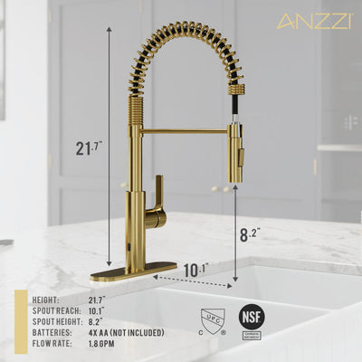 ANZZI Ola Hands Free Touchless 1-Handle Pull-Down Sprayer Kitchen Faucet with Motion Sense and Fan Sprayer KF-AZ303BN