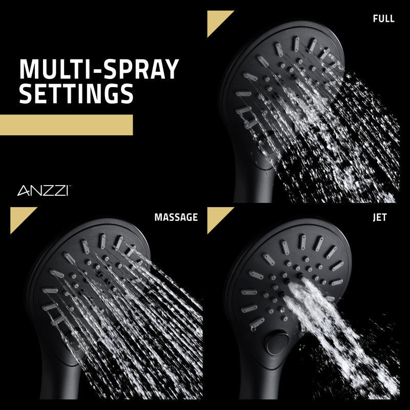 ANZZI Magnetic Valkyrie Multi-Spray Retro-Fit 7.48 in. Dual Wall Mount Fixed and Handheld Shower Head with Magna-Diverter SH-AZ067BN