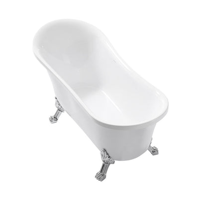 Swiss Madison Cache Single Slipper, Clawfoot Soaking Acrylic Bathtub, Chrome Clawfoot SM-FB585CC