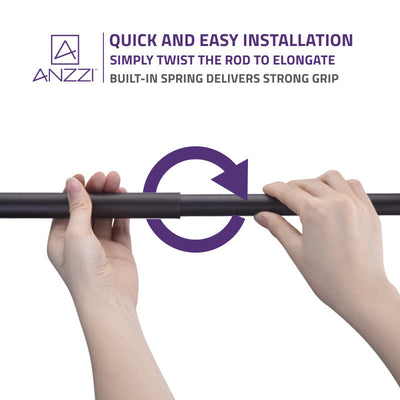 ANZZI 48-88 Inches Shower Curtain Rod with Shower Hooks AC-AZSR88CH