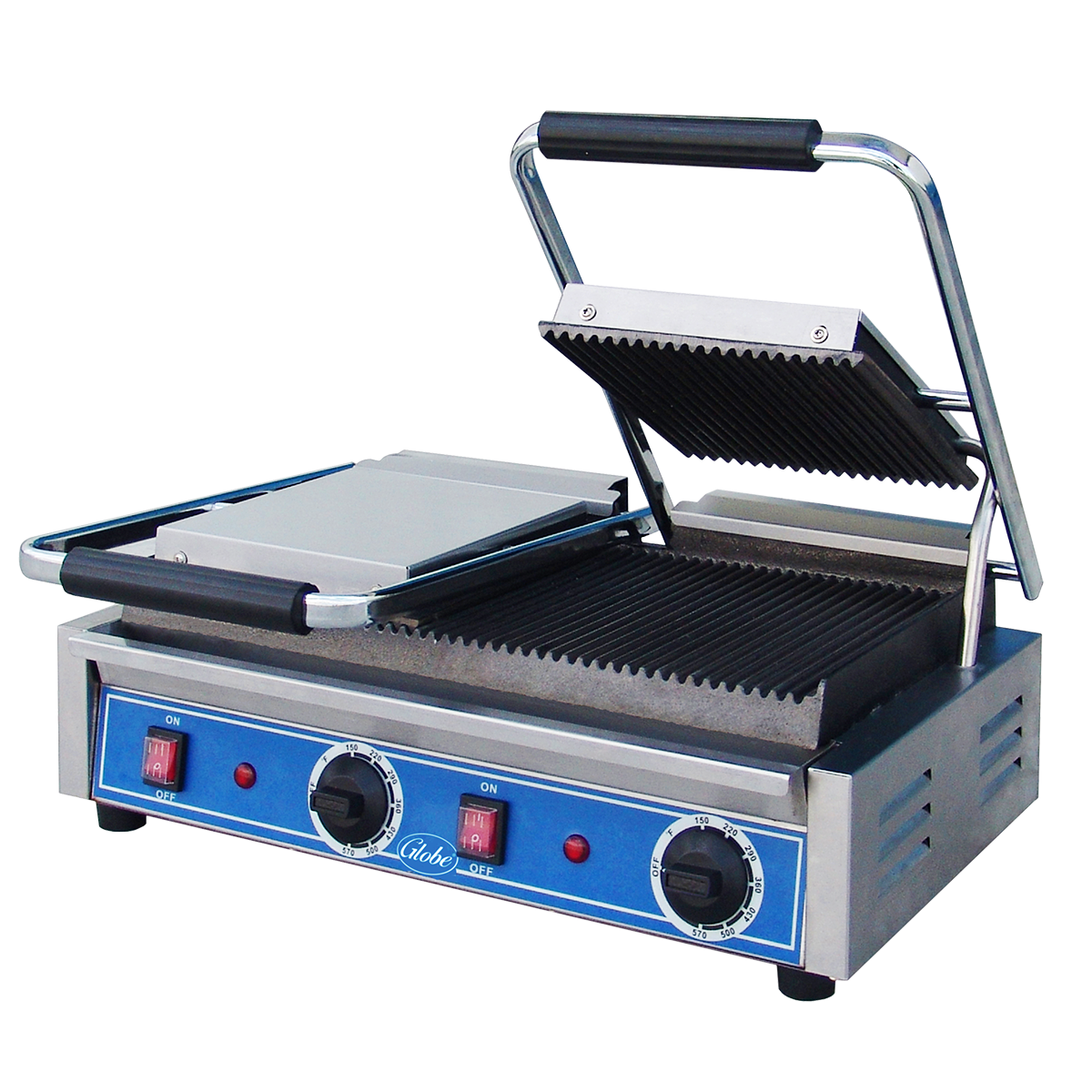 Globe Food Equipment GPGDUE10 Double Grooved Plate Electric Sandwich Grill