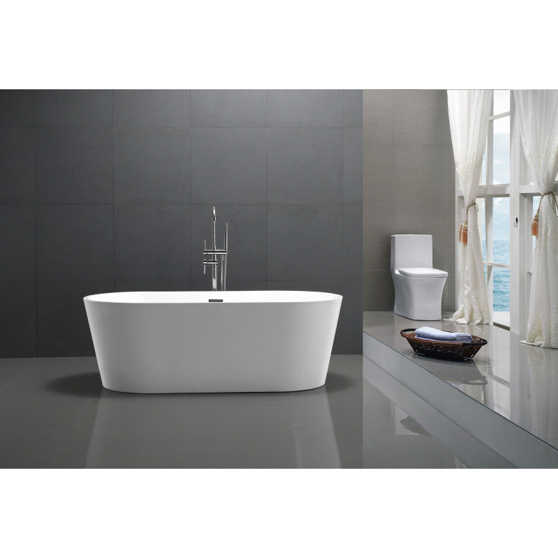 ANZZI Chand 67 in. Acrylic Flatbottom Freestanding Bathtub FT-AZ098