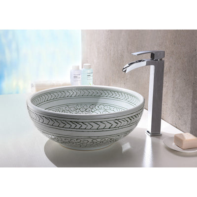 ANZZI Cadence Series Vessel Sink in D??cor White LS-AZ185