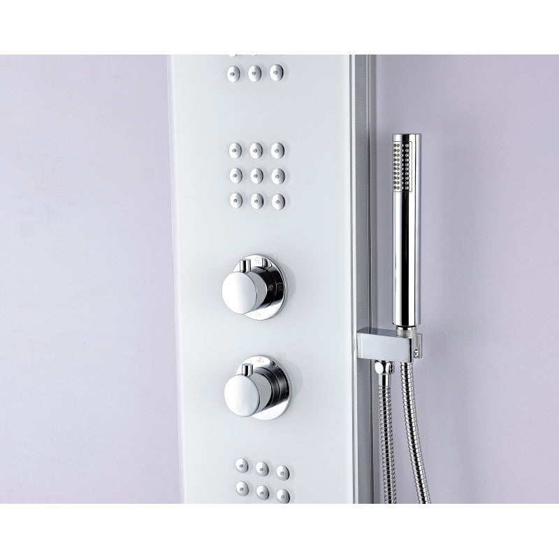 ANZZI Veld Series 64 in. Full Body Shower Panel System with Heavy Rain Shower and Spray Wand in White SP-AZ048