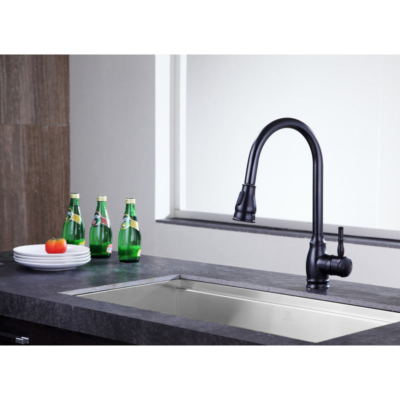 Bell Single-Handle Pull-Out Sprayer Kitchen Faucet in Oil Rubbed Bronze KF-AZ215ORB