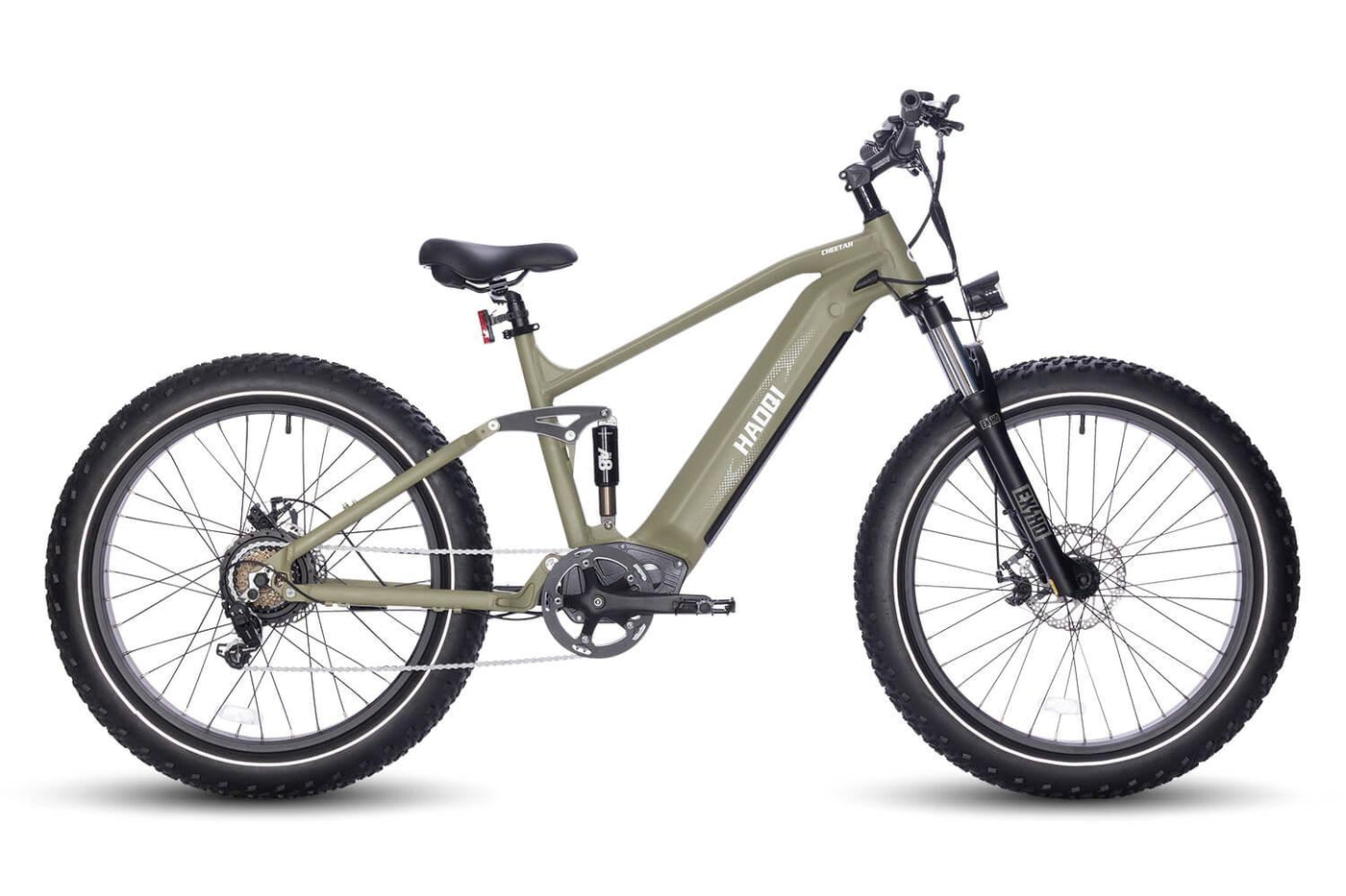 HAOQI Cheetah 16Ah Full Suspension Hunting Ebike | Olive | Electric Bicycle HQEB0001E-2