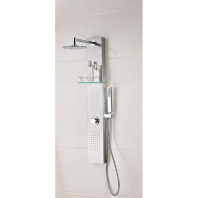 ANZZI Coastal 44 in. Full Body Shower Panel with Heavy Rain Shower and Spray Wand in Brushed Steel SP-AZ075