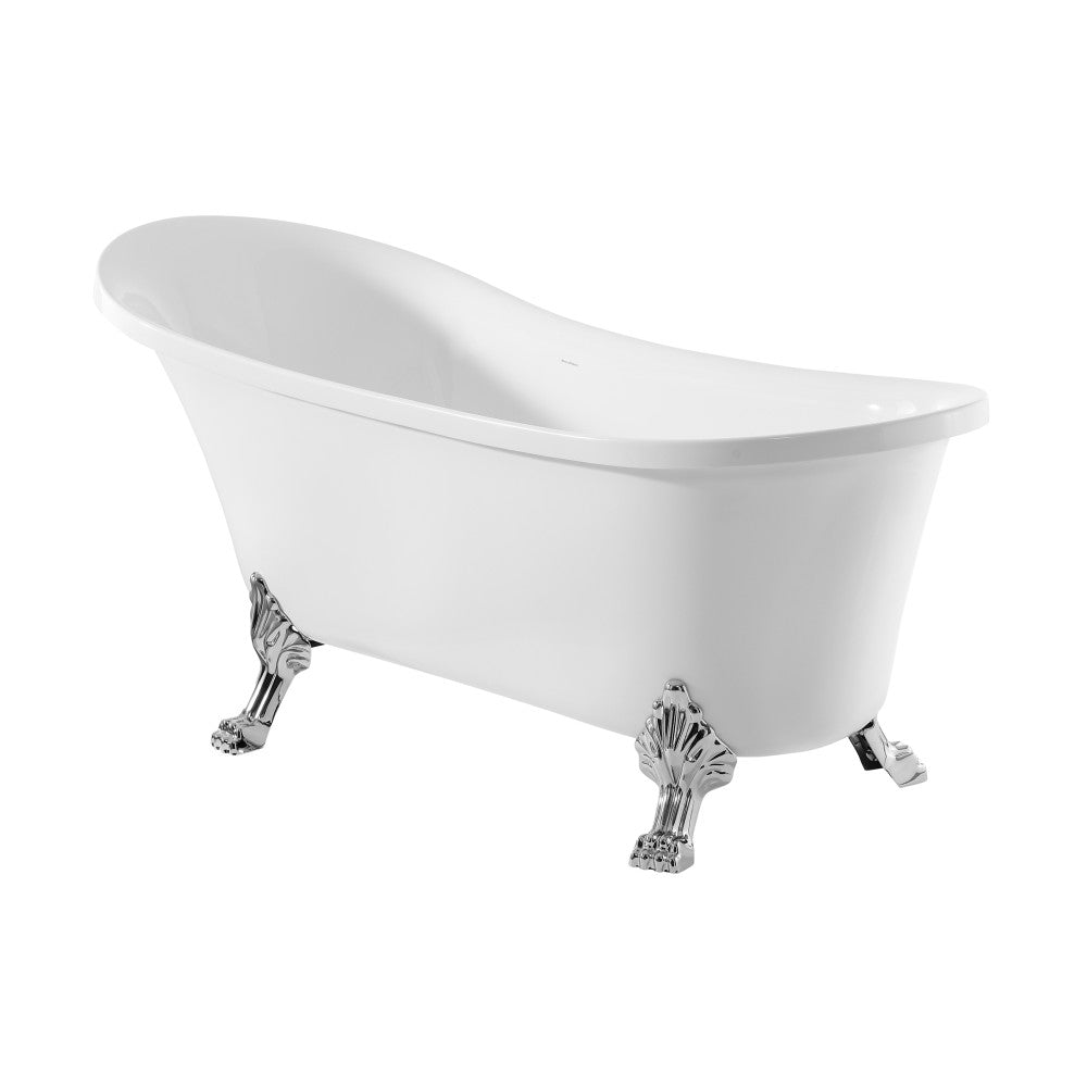 Swiss Madison Cache Single Slipper, Clawfoot Soaking Acrylic Bathtub, Chrome Clawfoot SM-FB585CC