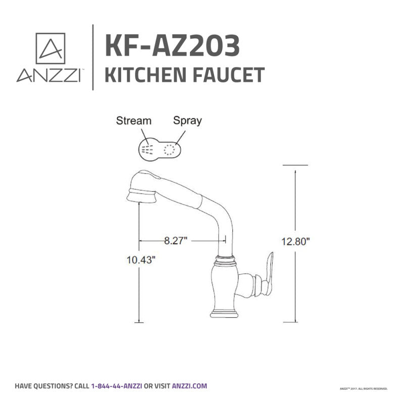 ANZZI Del Moro Single-Handle Pull-Out Sprayer Kitchen Faucet KF-AZ203BN