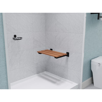 ANZZI Bohemian 18.7 in. Teak Wall Mounted Folding Shower Seat AC-AZ202