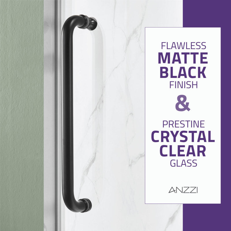 ANZZI Leon Series 48 in. by 76 in. Frameless Sliding Shower Door with Handle SD-AZ8077-01CH