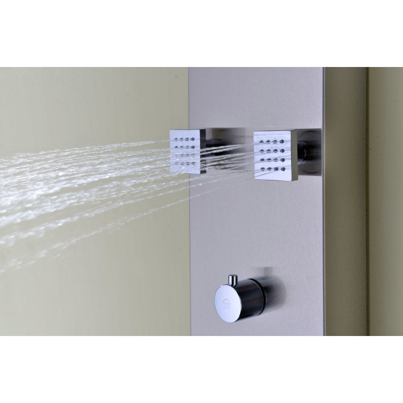 ANZZI Echo 63.5 in. 4-Jetted Full Body Shower Panel with Heavy Rain Showerhead, Spray Wand and Tub Spout in Brushed Steel SP-AZ022