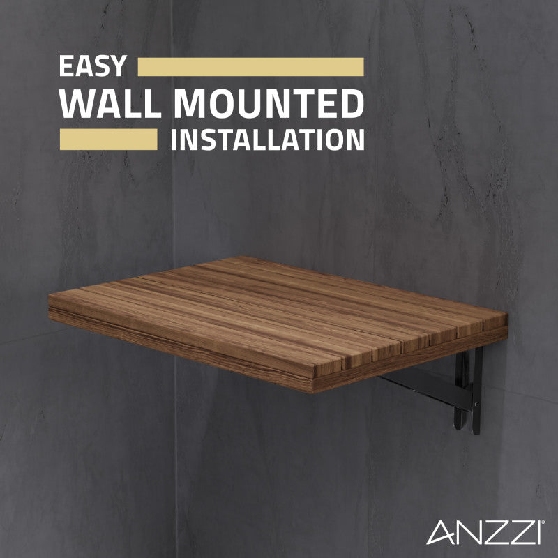 ANZZI Goreme 16.93 in. Teak Wall Mounted Folding Shower Seat AC-AZ204