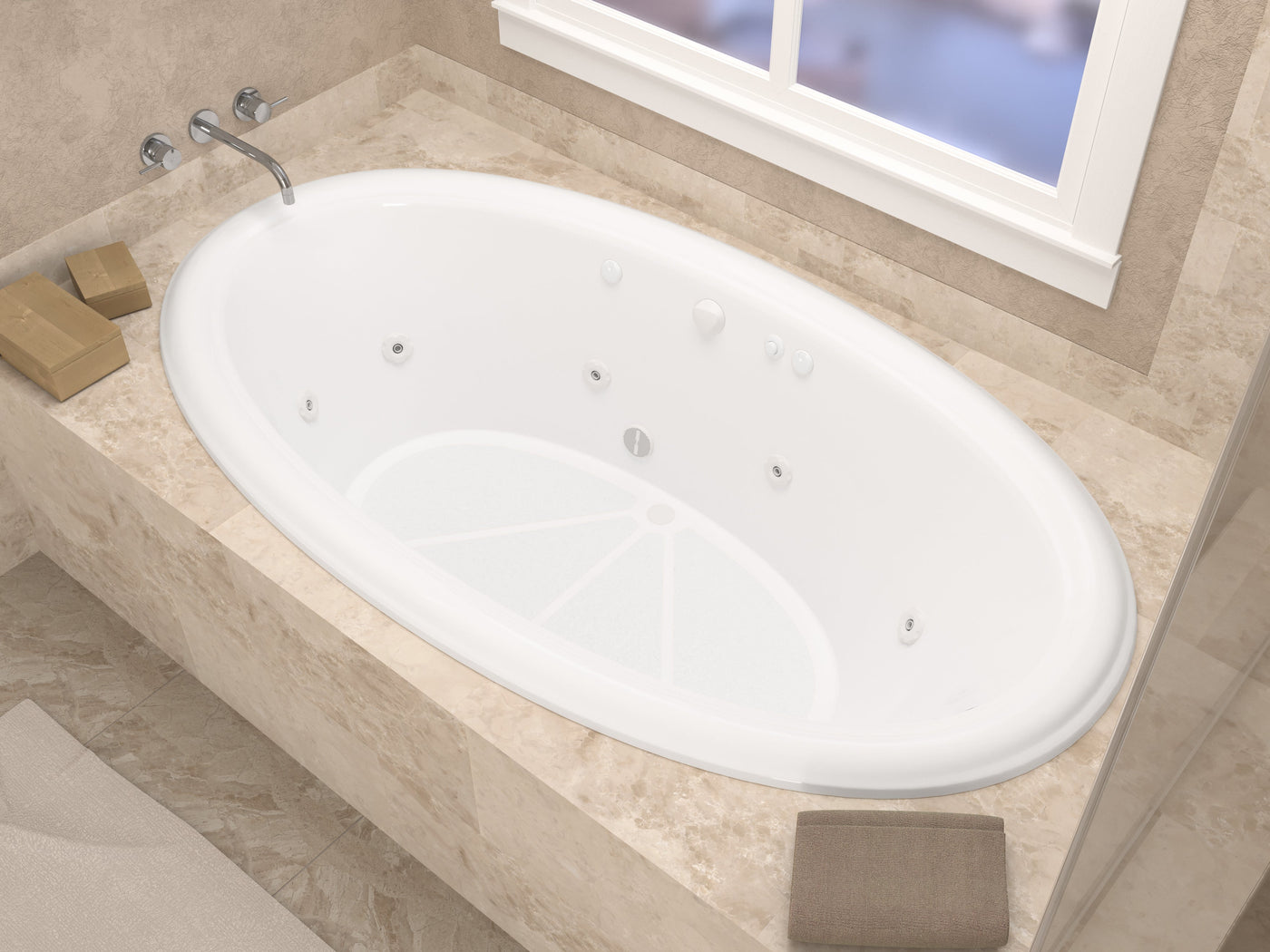 Atlantis Whirlpools Petite 44 x 78 Oval Whirlpool Jetted Bathtub 4478PCWR